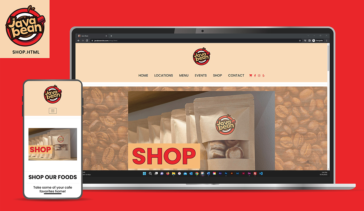 Java Bean Shop Page Responsive Mock-Up